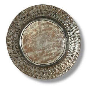 Rare Antique tinned copper mixed metal serving dish bowl tray plate wall hanging